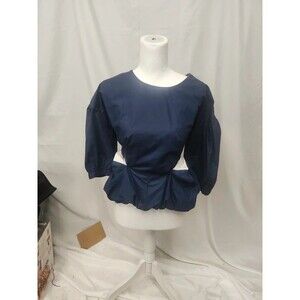 ALTHEA peplum hi low cotton top Blue and white wtih attached belt SZ | S/M